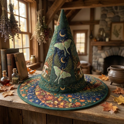 Luna Moth Quilted Witch Hat