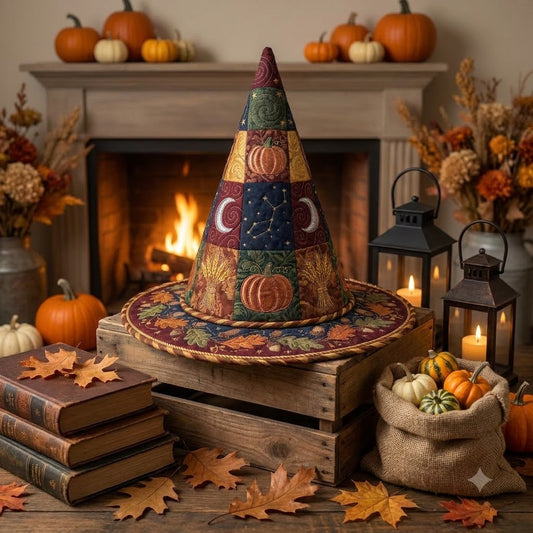 Chapeau de sorcière matelassé citrouille d'automne