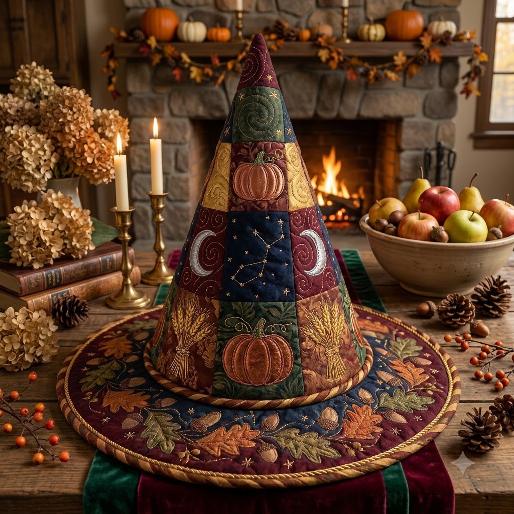 Harvest Pumpkin Quilted Witch Hat