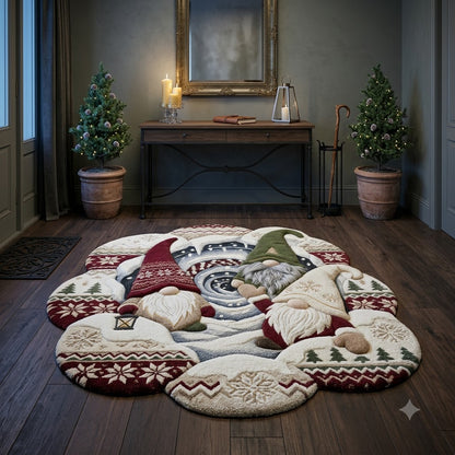 Christmas Gnome Rug, 3D Custom Shape Holiday Rug, Scandinavian Winter Floor Mat, Gnome Christmas Home Decor, Xmas Gift