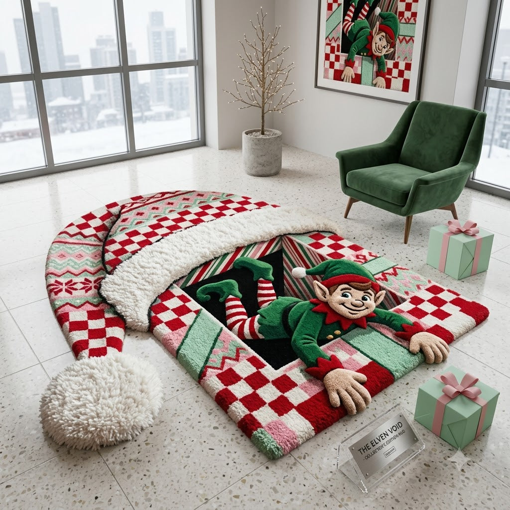 Christmas Elf Rug, 3D Custom Shape Holiday Floor Mat, Personalized Elf Rug, Santa Christmas Decor, Kids Room Rug, Xmas Gift