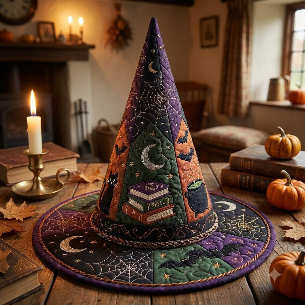 Spell Book Quilted Witch Hat