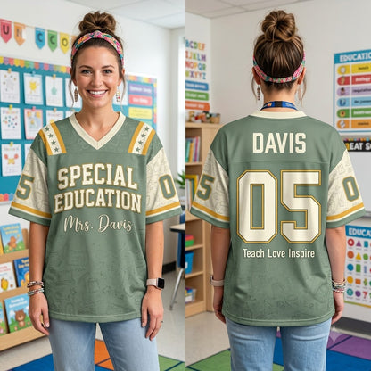 Personalized Teacher Jersey v2, Custom Name Number Football Jersey, First Grade Teacher Shirt, Back To School Gift, Teacher Team Game Day Tee (Copy)