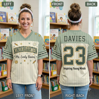 Personalized Teacher Jersey v2, Custom Name Number Football Jersey, First Grade Teacher Shirt, Back To School Gift, Teacher Team Game Day Tee (Copy)