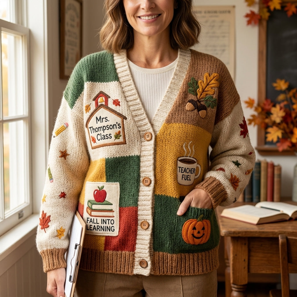 Fall Favorites Teacher Personalized Cardigan
