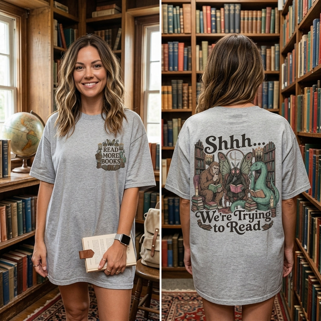 Book Lover T Shirt, Read More Books Tee, Gothic Bookish Shirt, Bookworm Gift, Reader Shirt, Librarian Gift, Literary T Shirt