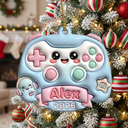 Squishy Gamer Christmas Ornament Personalized 3D Relief Acrylic Ornament Custom Name Video Game Gift Gamer Christmas Tree Decor 2026