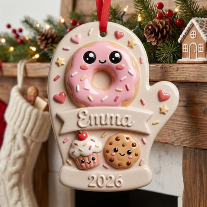 Squishy Donut Christmas Ornament Personalized 3D Relief Acrylic Ornament Custom Name Sweet Treat Gift Cute Christmas Decor 2026
