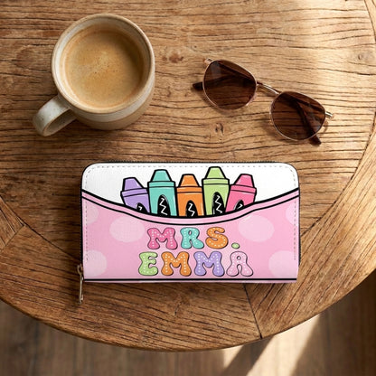 Pastel Crayon Box Personalized Leather Bag + Free Matching Leather Wallet