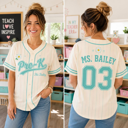 Custom Teacher Jersey, Personalized Teacher Baseball Jersey Shirt, Name and Number Team Teacher Shirt, Back to School Teacher Outfit