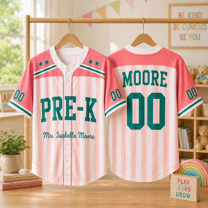 Personalized Teacher Baseball Jersey, Custom Name Number Jersey, First Grade Teacher Shirt, Back To School Gift, Teacher Team Game Day Tee