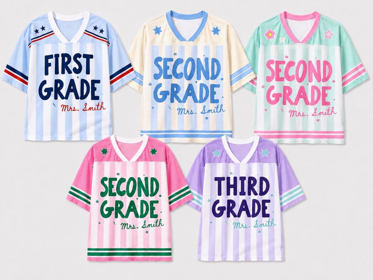 Personalized Teacher Jersey, Custom Name Number Football Jersey, First Grade Teacher Shirt, Back To School Gift, Teacher Team Game Day Tee