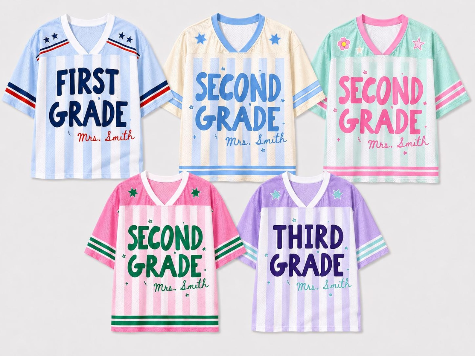 Maillot d'enseignant personnalisé, maillot de football avec nom et numéro personnalisés, chemise d'enseignant de première année, cadeau de rentrée scolaire, t-shirt de jour de match pour équipe d'enseignants