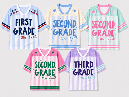 Maillot d'enseignant personnalisé, maillot de football avec nom et numéro personnalisés, chemise d'enseignant de première année, cadeau de rentrée scolaire, t-shirt de jour de match pour équipe d'enseignants