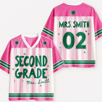 Maillot d'enseignant personnalisé, maillot de football avec nom et numéro personnalisés, chemise d'enseignant de première année, cadeau de rentrée scolaire, t-shirt de jour de match pour équipe d'enseignants