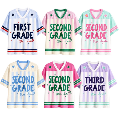 Maillot d'enseignant personnalisé, maillot de football avec nom et numéro personnalisés, chemise d'enseignant de première année, cadeau de rentrée scolaire, t-shirt de jour de match pour équipe d'enseignants