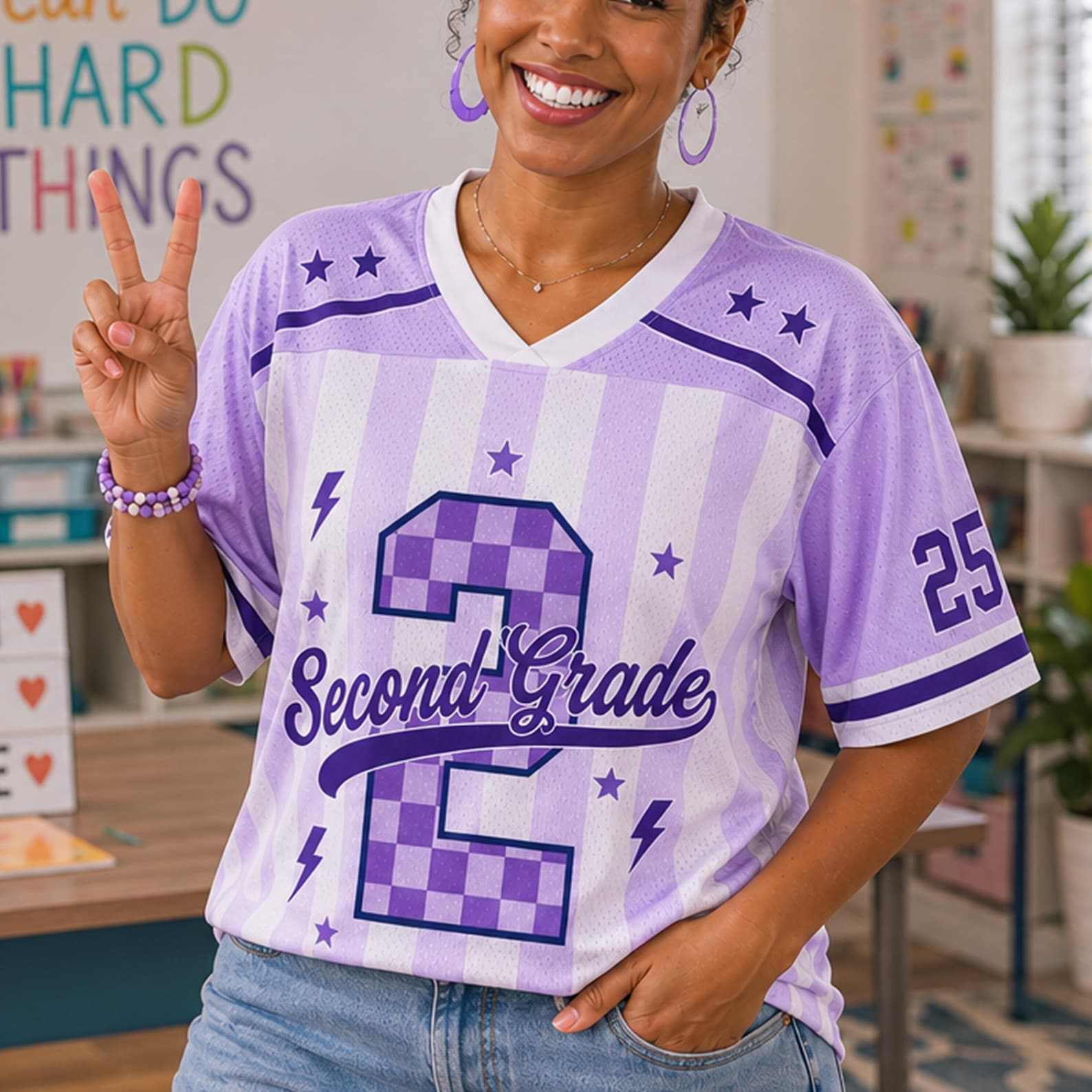 Personalized Teacher Football Jersey, Custom Grade & Name, Number Jersey , Back To School Gift, Teacher Game Day Tee, Teacher Shirt.