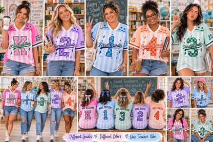 Personalized Teacher Football Jersey, Custom Grade & Name, Number Jersey , Back To School Gift, Teacher Game Day Tee, Teacher Shirt.