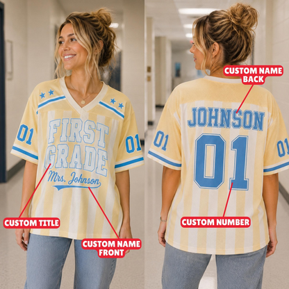 Maillot d'esprit scolaire personnalisé, maillot d'enseignant personnalisé par niveau, t-shirt de baseball pour la rentrée scolaire, cadeau pour professeur des écoles primaires