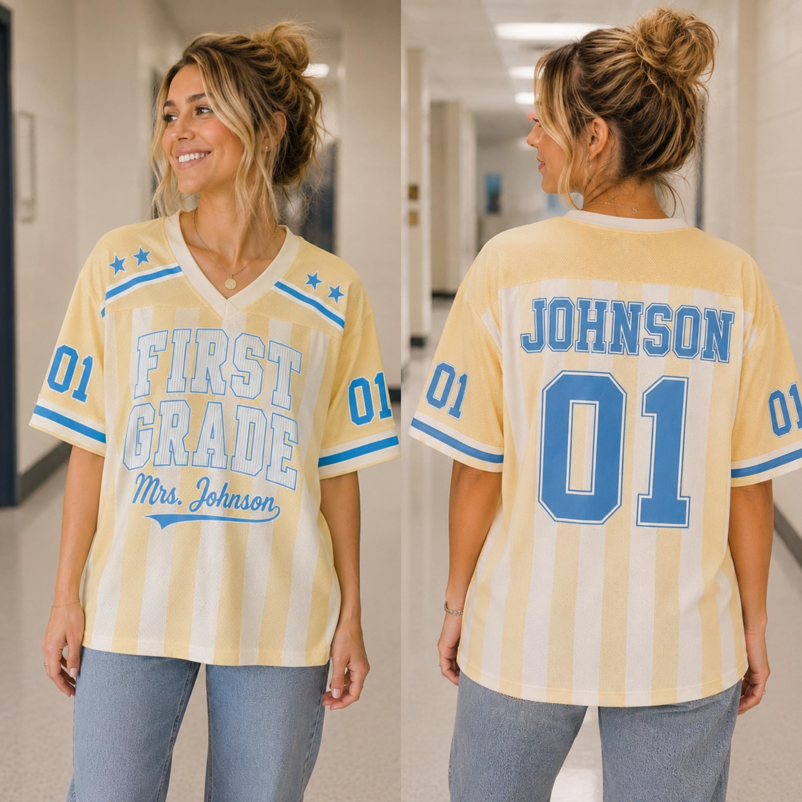 Maillot d'esprit scolaire personnalisé, maillot d'enseignant personnalisé par niveau, t-shirt de baseball pour la rentrée scolaire, cadeau pour professeur des écoles primaires