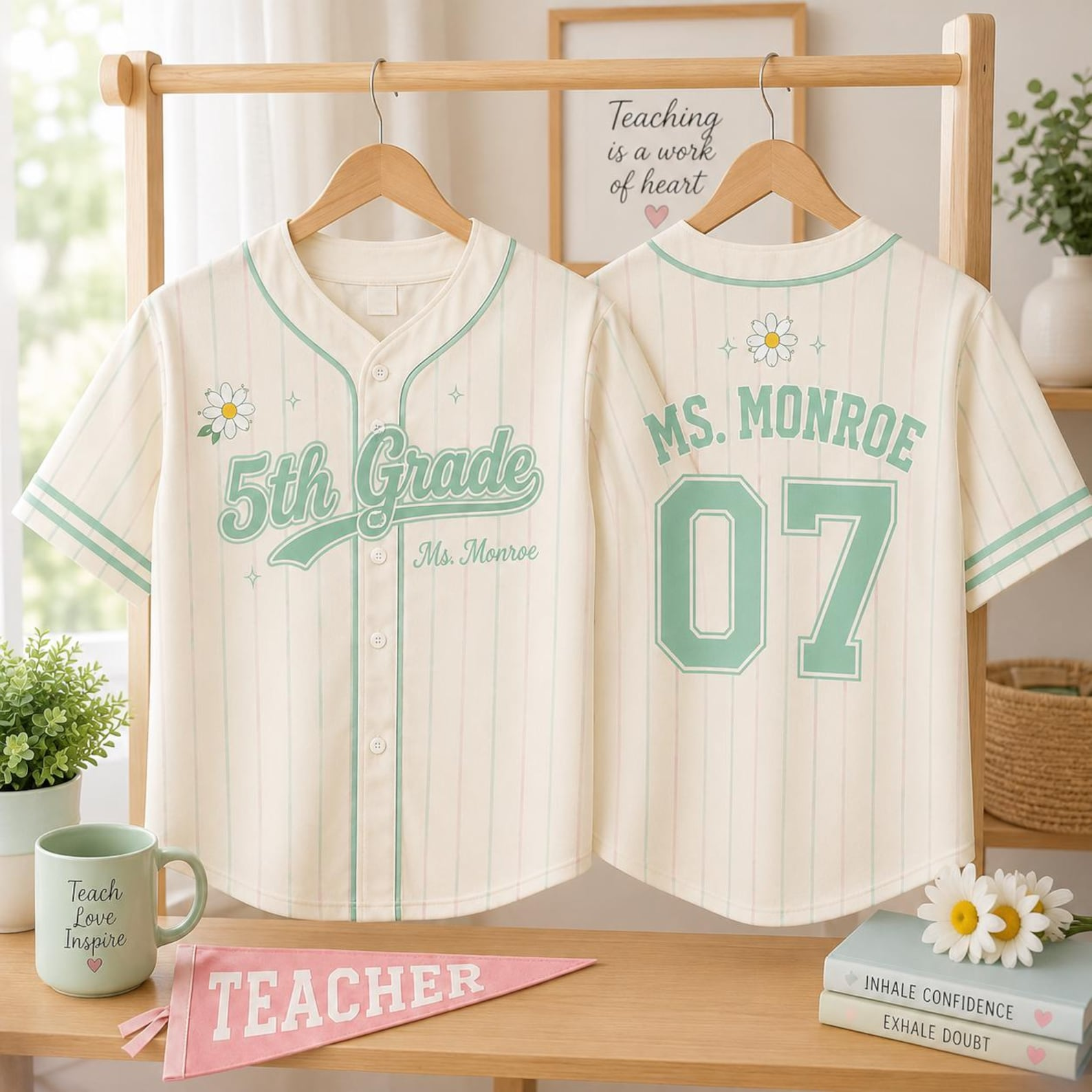 Custom Teacher Jersey, Personalized Teacher Baseball Jersey Shirt, Name and Number Team Teacher Shirt, Back to School Teacher Outfit