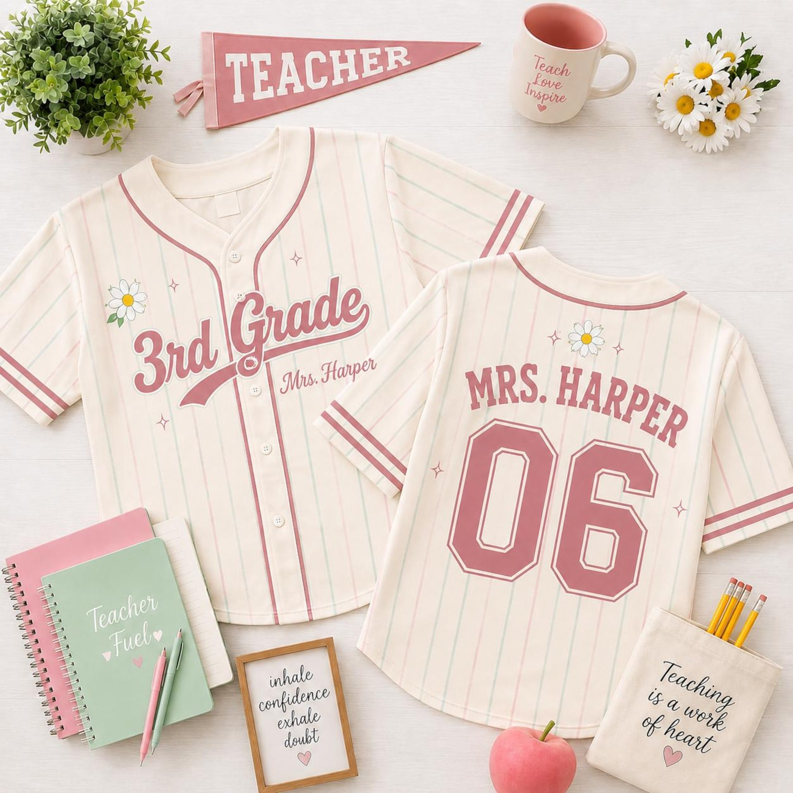 Custom Teacher Jersey, Personalized Teacher Baseball Jersey Shirt, Name and Number Team Teacher Shirt, Back to School Teacher Outfit