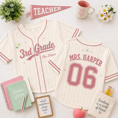 Custom Teacher Jersey, Personalized Teacher Baseball Jersey Shirt, Name and Number Team Teacher Shirt, Back to School Teacher Outfit