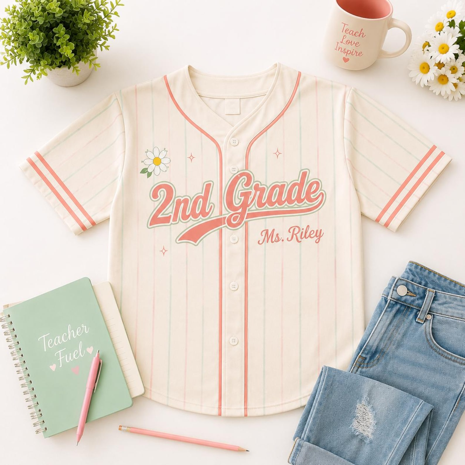 Custom Teacher Jersey, Personalized Teacher Baseball Jersey Shirt, Name and Number Team Teacher Shirt, Back to School Teacher Outfit