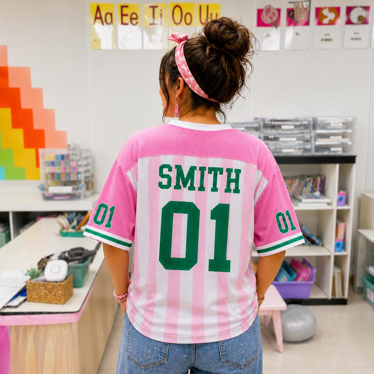 Personalized Teacher Jersey, Custom Name Number Football Jersey, First Grade Teacher Shirt, Back To School Gift, Teacher Team Game Day Tee