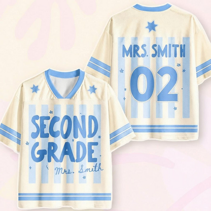 Maillot d'enseignant personnalisé, maillot de football avec nom et numéro personnalisés, chemise d'enseignant de première année, cadeau de rentrée scolaire, t-shirt de jour de match pour équipe d'enseignants