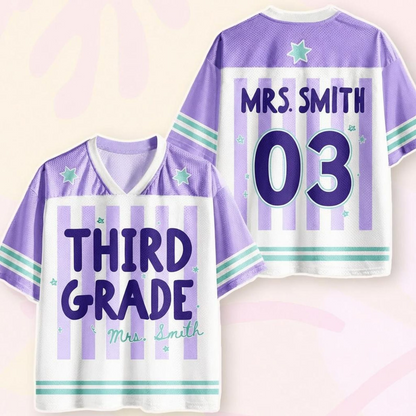 Maillot d'enseignant personnalisé, maillot de football avec nom et numéro personnalisés, chemise d'enseignant de première année, cadeau de rentrée scolaire, t-shirt de jour de match pour équipe d'enseignants