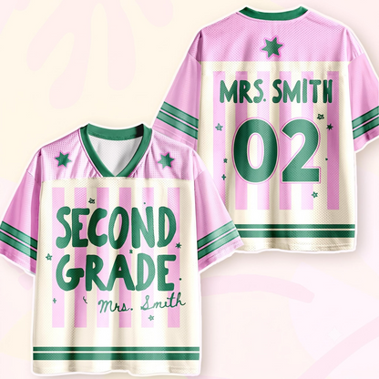 Maillot d'enseignant personnalisé, maillot de football avec nom et numéro personnalisés, chemise d'enseignant de première année, cadeau de rentrée scolaire, t-shirt de jour de match pour équipe d'enseignants