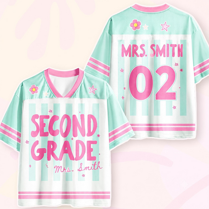 Maillot d'enseignant personnalisé, maillot de football avec nom et numéro personnalisés, chemise d'enseignant de première année, cadeau de rentrée scolaire, t-shirt de jour de match pour équipe d'enseignants
