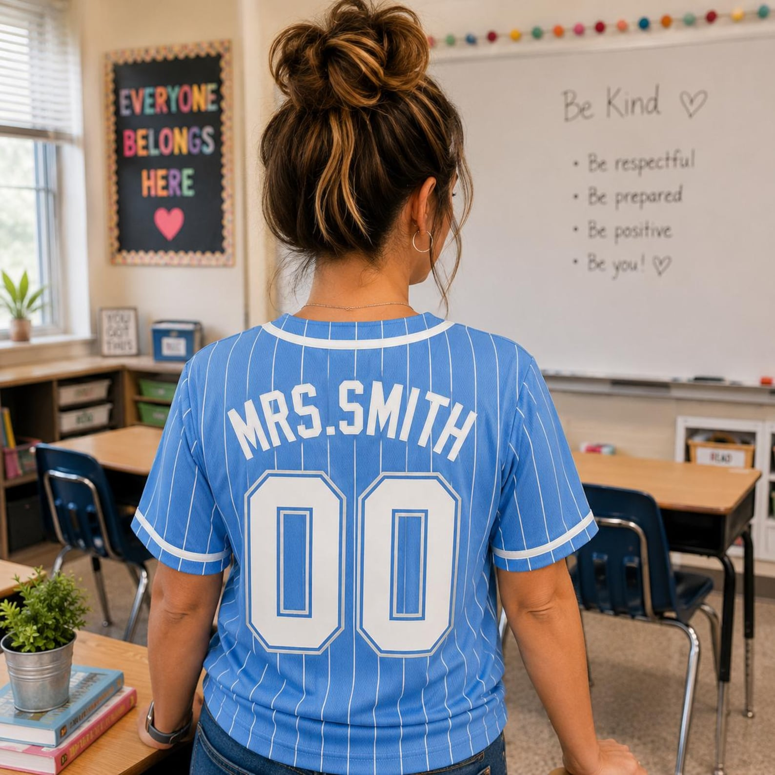Maillot de baseball personnalisé pour enseignant, Maillot personnalisé avec nom et numéro, Cadeau de rentrée scolaire, T-shirt pour jour de match