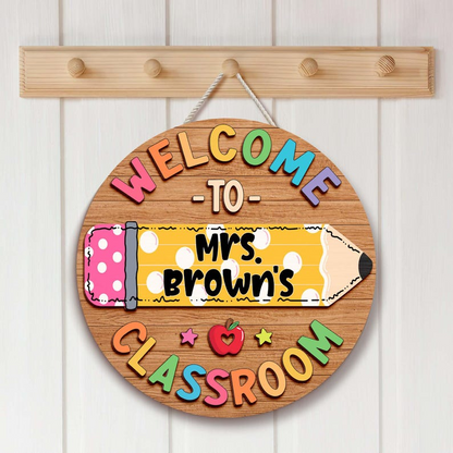 Plaque de porte 3D personnalisée pour enseignant, panneau de classe personnalisé, plaque nominative personnalisée pour enseignant, décoration de classe, cadeaux de rentrée scolaire