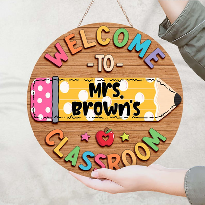 Plaque de porte 3D personnalisée pour enseignant, panneau de classe personnalisé, plaque nominative personnalisée pour enseignant, décoration de classe, cadeaux de rentrée scolaire