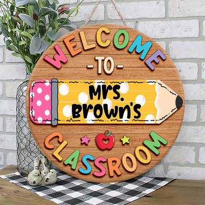 Plaque de porte 3D personnalisée pour enseignant, panneau de classe personnalisé, plaque nominative personnalisée pour enseignant, décoration de classe, cadeaux de rentrée scolaire