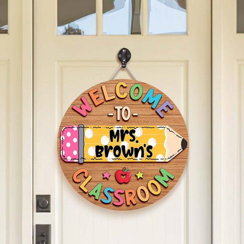 Plaque de porte 3D personnalisée pour enseignant, panneau de classe personnalisé, plaque nominative personnalisée pour enseignant, décoration de classe, cadeaux de rentrée scolaire