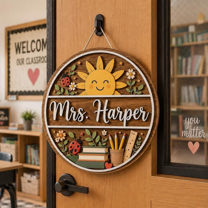 Personalized Teacher Door Sign, Sunshine Classroom Name Sign, Custom Teacher Door Hanger, Back to School, Teacher Appreciation Gift