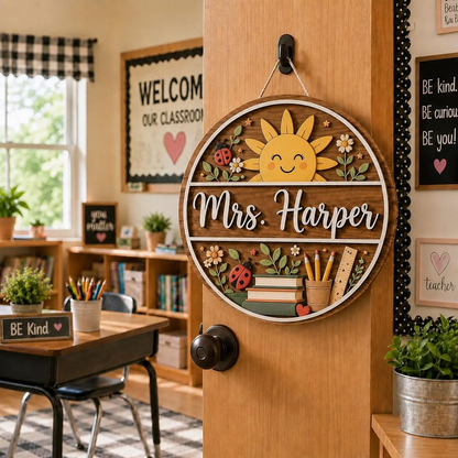 Personalized Teacher Door Sign, Sunshine Classroom Name Sign, Custom Teacher Door Hanger, Back to School, Teacher Appreciation Gift