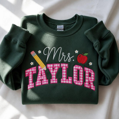 Teacher Sweatshirt – Personalized Teacher Name & Apple School Pullover