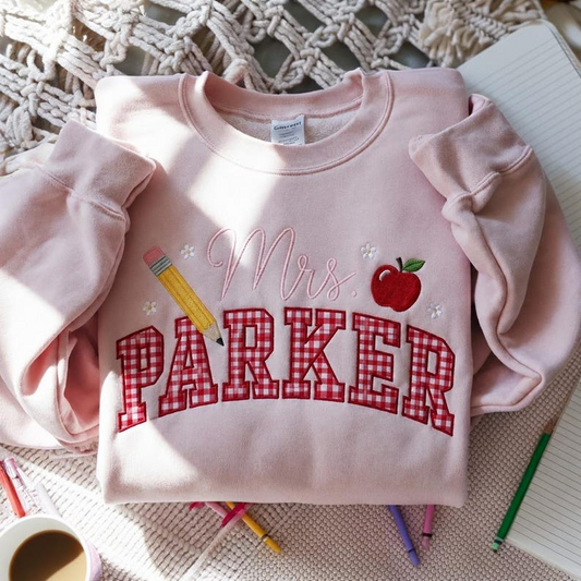 Teacher Sweatshirt – Personalized Teacher Name & Apple School Pullover