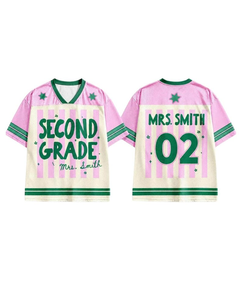 Custom School Spirit Jersey, Custom Grade Teacher Jersey, Back to School Baseball Tee, Elementary Teacher Gift