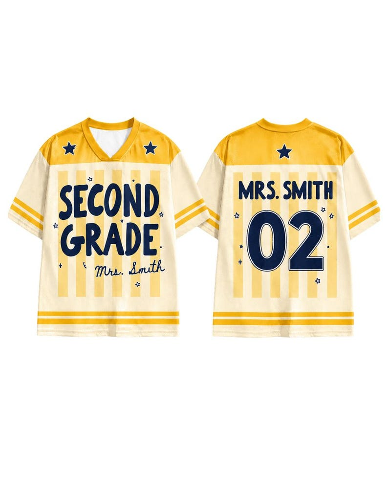 Custom School Spirit Jersey, Custom Grade Teacher Jersey, Back to School Baseball Tee, Elementary Teacher Gift