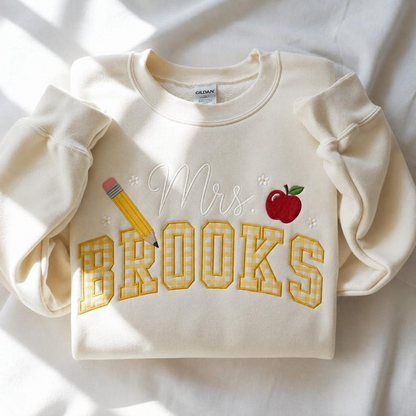 Teacher Sweatshirt – Personalized Teacher Name & Apple School Pullover