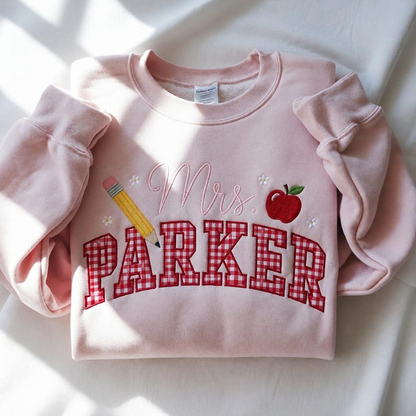 Teacher Sweatshirt – Personalized Teacher Name & Apple School Pullover