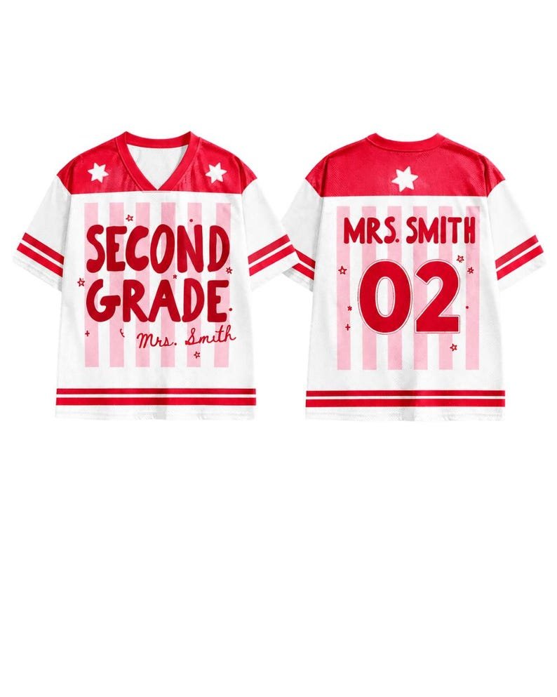 Custom School Spirit Jersey, Custom Grade Teacher Jersey, Back to School Baseball Tee, Elementary Teacher Gift