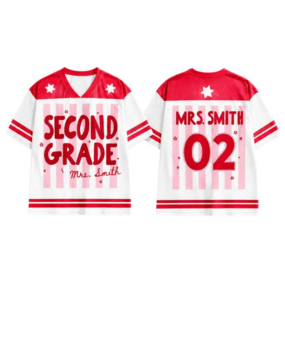 Custom School Spirit Jersey, Custom Grade Teacher Jersey, Back to School Baseball Tee, Elementary Teacher Gift