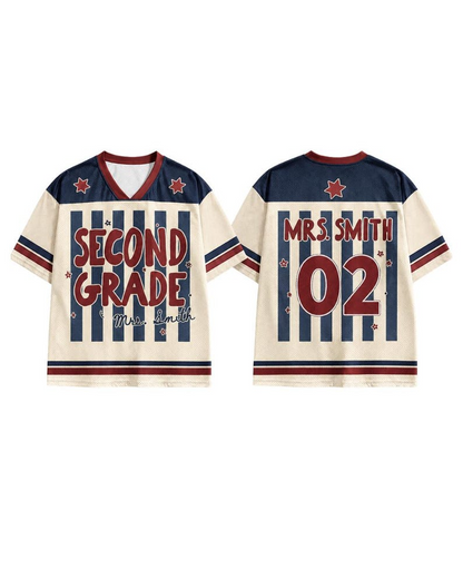 Custom School Spirit Jersey, Custom Grade Teacher Jersey, Back to School Baseball Tee, Elementary Teacher Gift