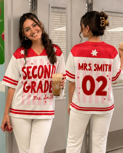 Custom School Spirit Jersey, Custom Grade Teacher Jersey, Back to School Baseball Tee, Elementary Teacher Gift